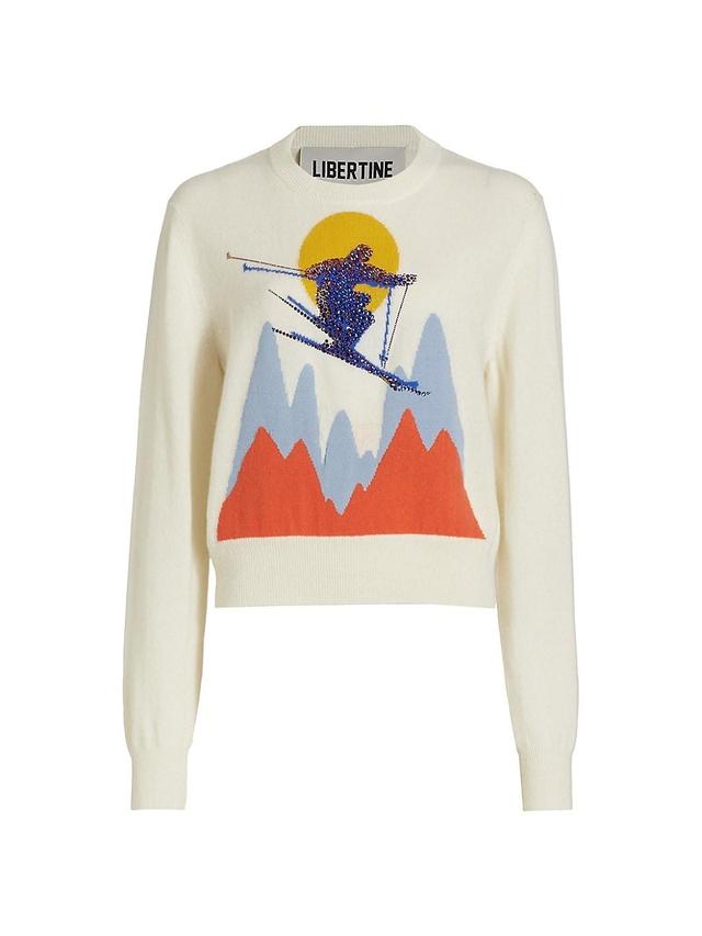 Womens Bead-Embellished Skier Sweater Product Image