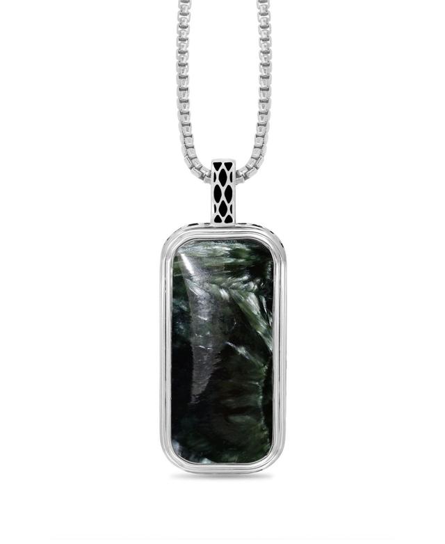 LuvMyJewelry Seraphinite Gemstone Sterling Silver Men Tag in Black Rhodium Plated with Chain Product Image