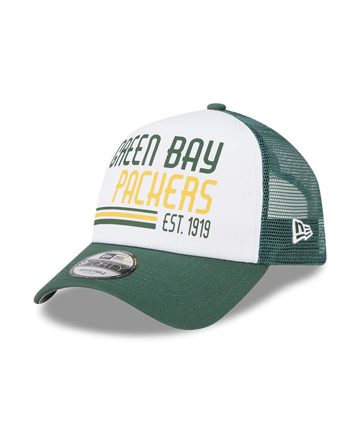 Mens New Era /Green Green Bay Packers Stacked A-Frame Trucker 9FORTY Adjustable Hat Product Image