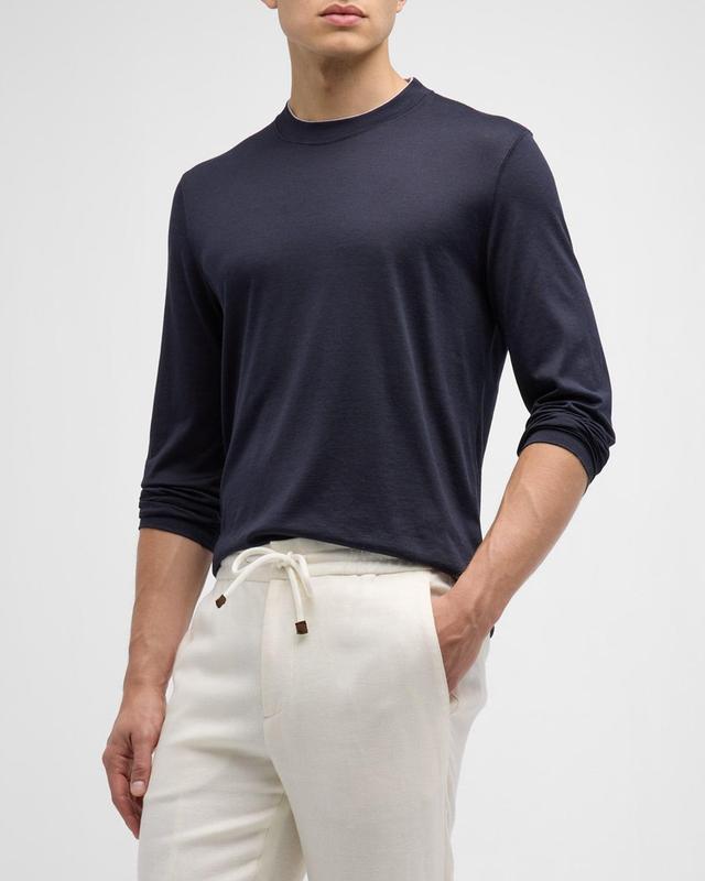 Mens Silk-Cotton Long Sleeve T-Shirt Product Image