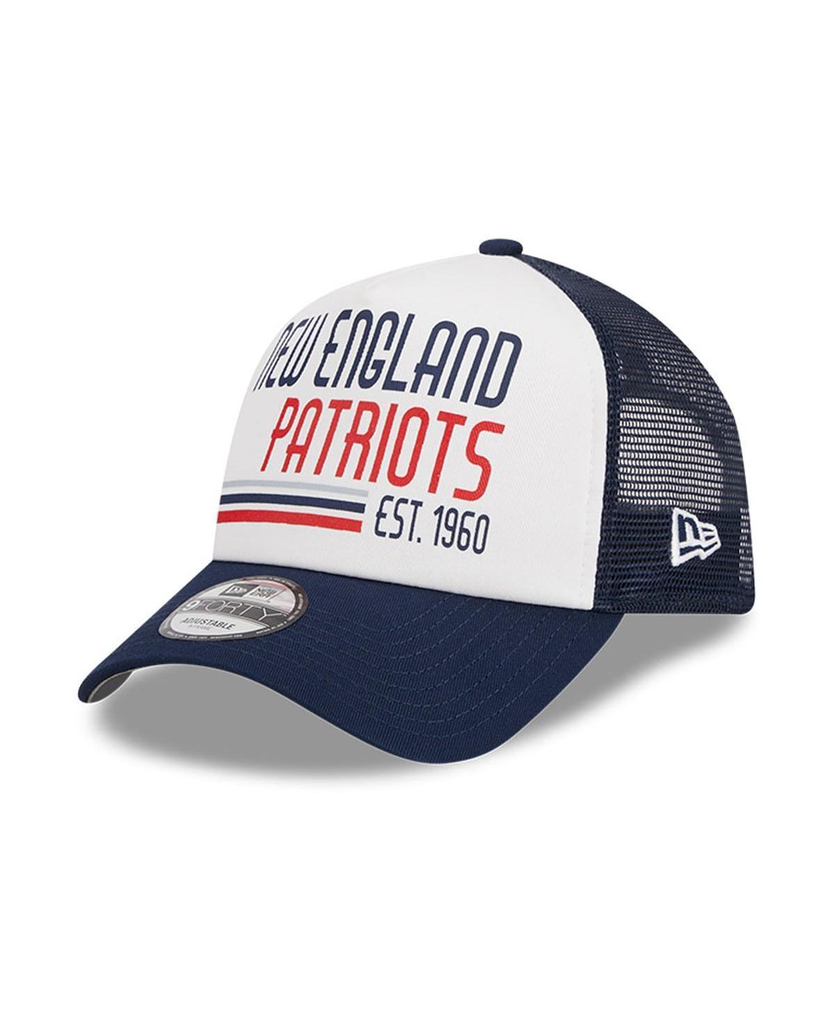 Mens New Era /Navy New England Patriots Stacked A-Frame Trucker 9FORTY Adjustable Hat Product Image