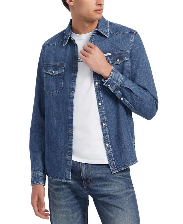 Guess Jeans by Guess Mens Slim-Fit Solid Button-Down Denim Shirt Product Image