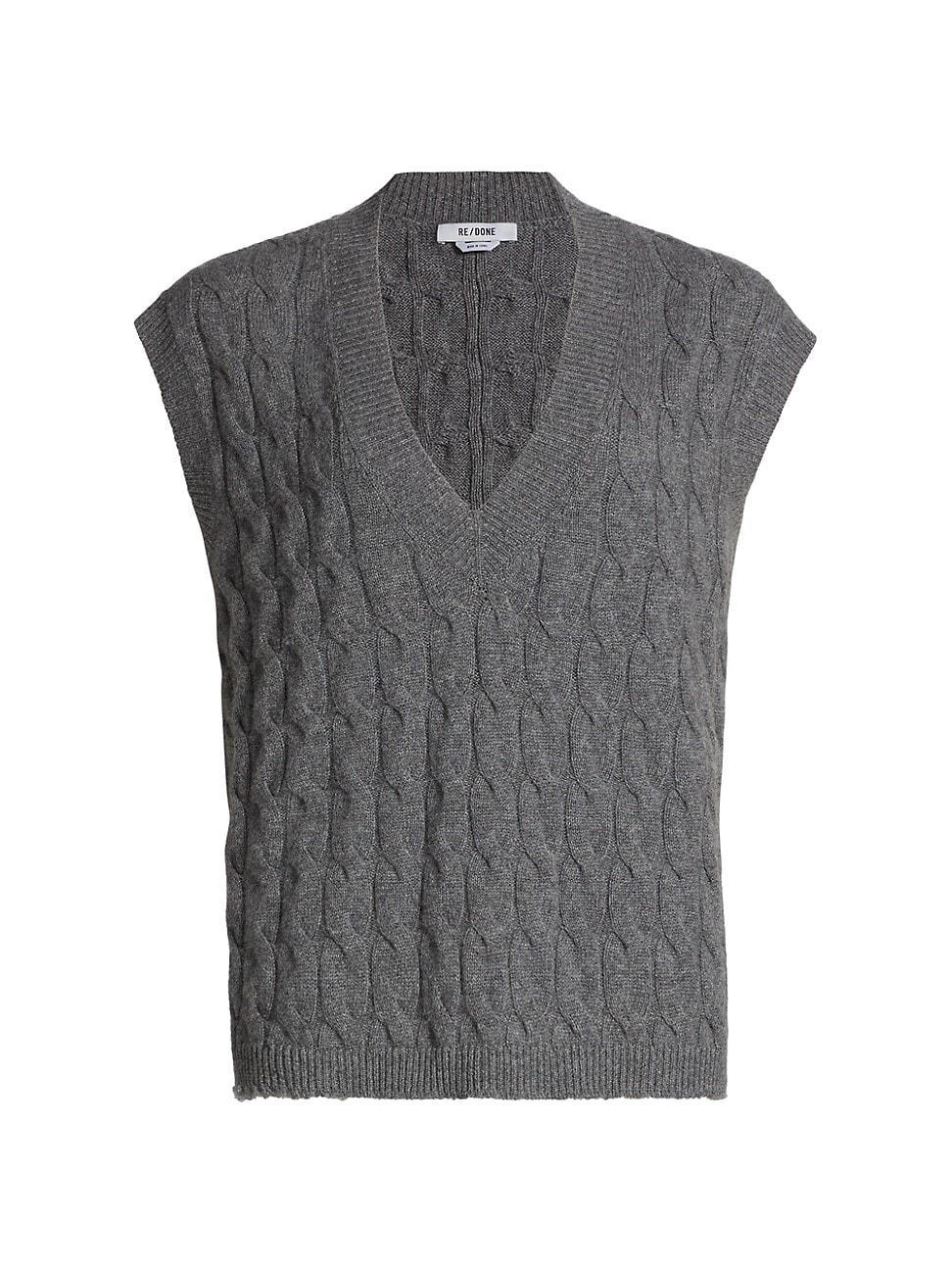 Womens Cashmere Cable-Knit Vest Product Image