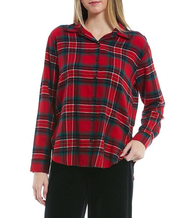 Copper Key Checked Plaid Button Front Flannel Shirt Product Image