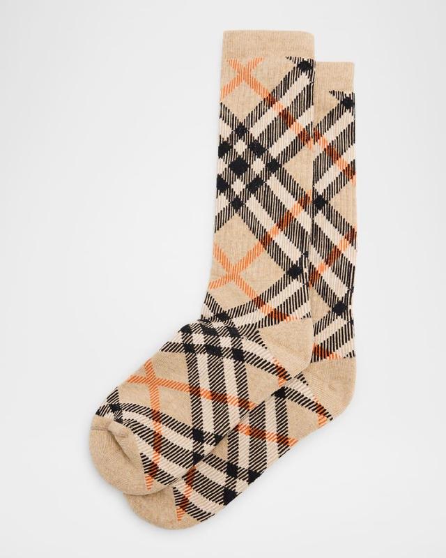 Men's Cotton Blend Check Crew Socks Product Image