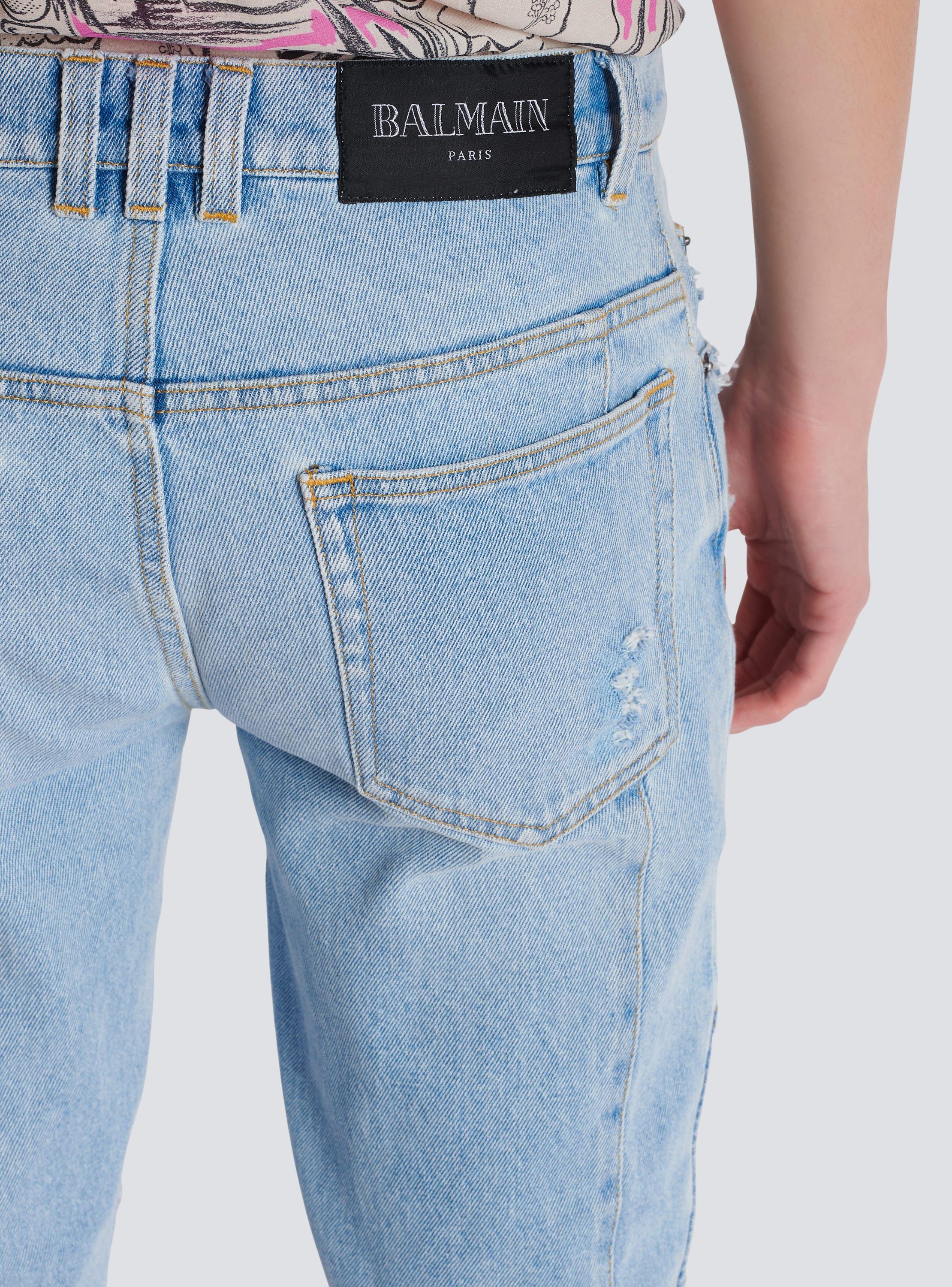 Light blue denim biker jeans  Product Image