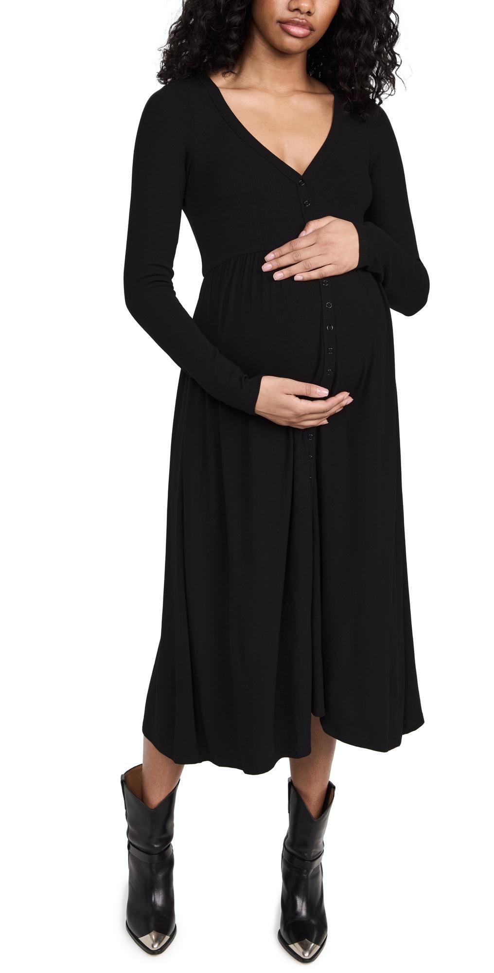 HATCH The Softest Rib Long Sleeve Maternity/Nursing Maxi Dress Product Image