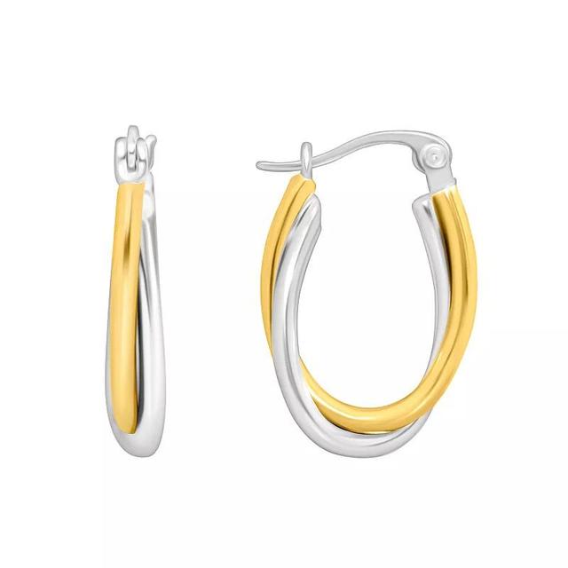 Two Tone Twisted Hoop Earrings, Womens Product Image