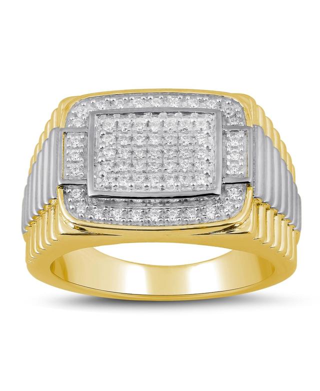 Mens Diamond Two-Tone Cluster Ring (1/2 ct. t.w.) in Sterling Silver Or 18k Gold Over Silver Product Image