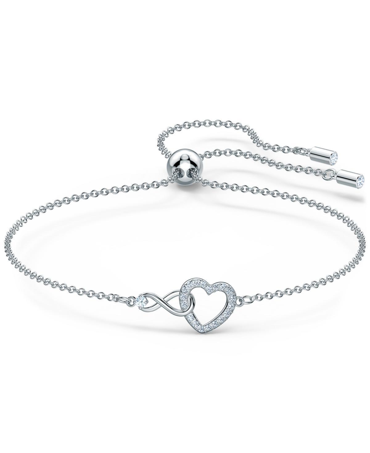 Womens Hyperbola Crystal Rhodium-Plated Infinity & Heart Bracelet Product Image