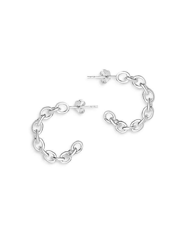 Womens Delicate Chain Silver Plated Hoop Earrings Product Image