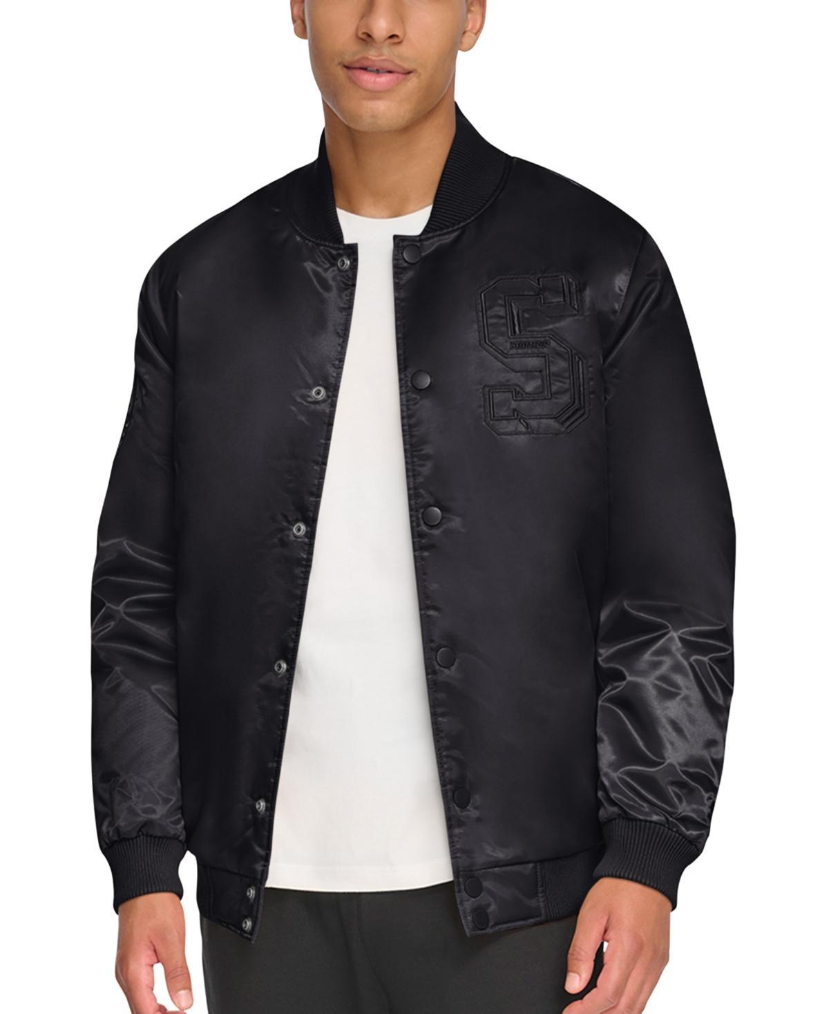 Starter Mens Classic-Fit Tonal Satin Varsity Bomber Jacket Product Image