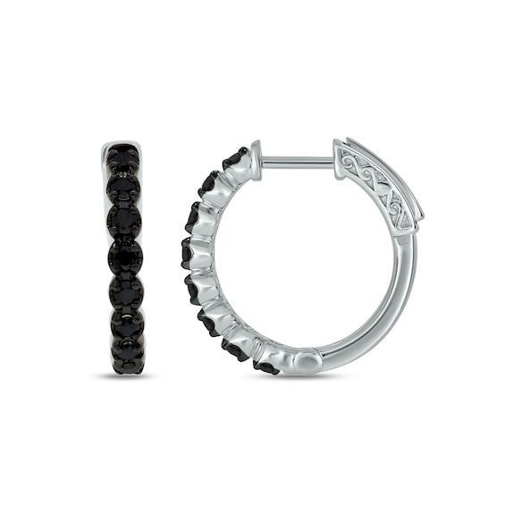 Men's 1/2 CT. T.w. Black Diamond Huggie Hoop Earrings in Sterling Silver Product Image