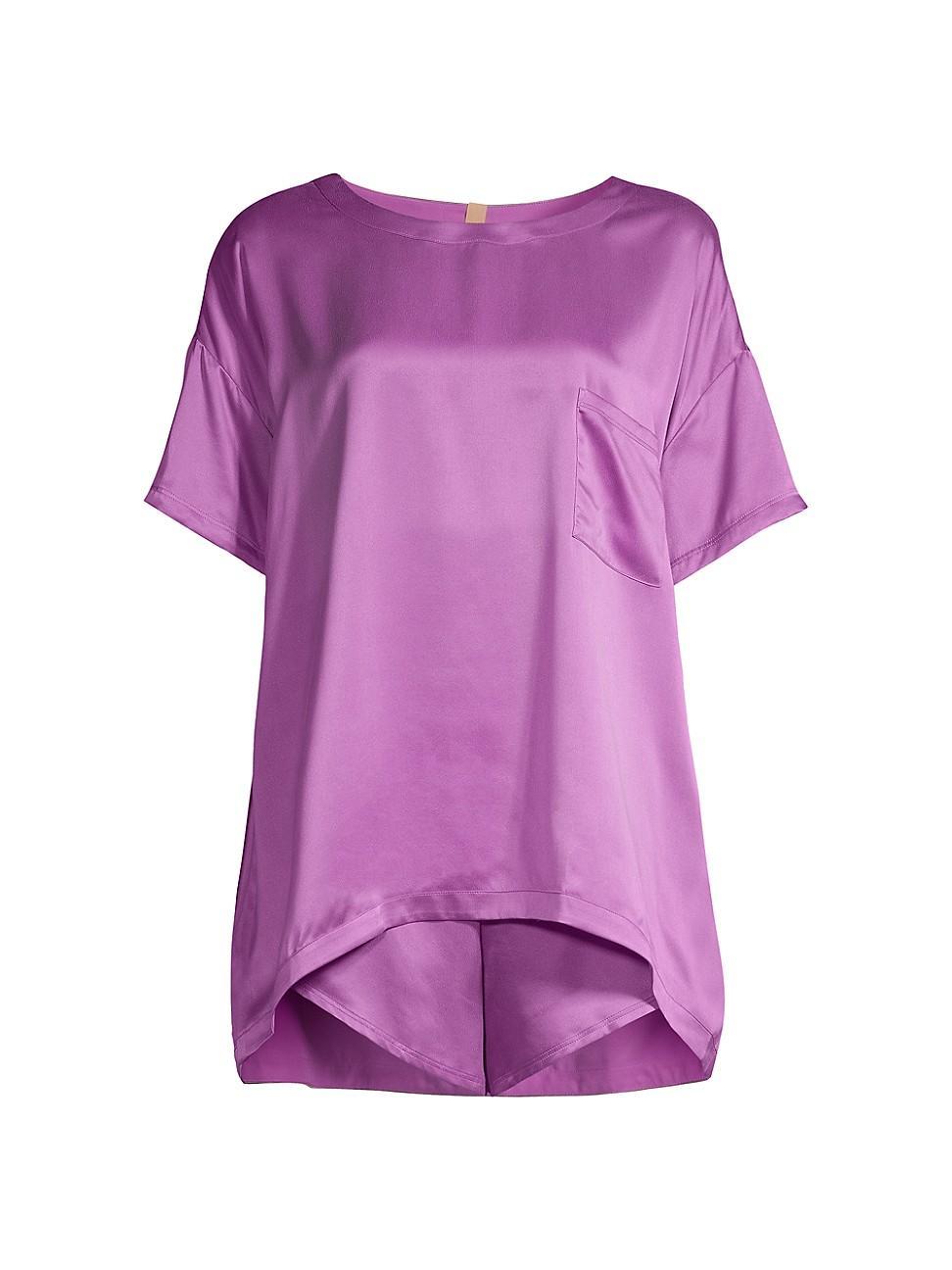 Womens Washable Silk Tee 2-Piece Pajama Set Product Image