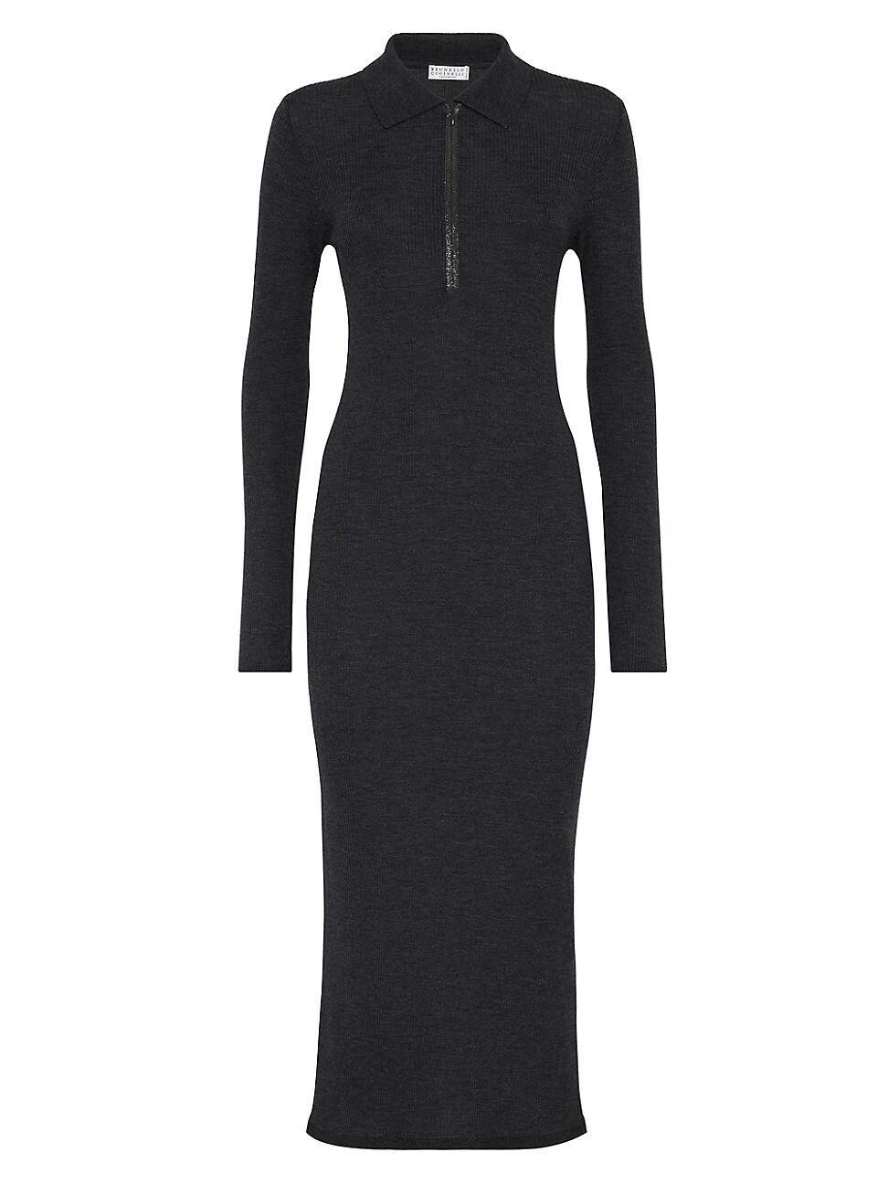 Womens Virgin Wool and Cashmere Lightweight Rib Knit Dress Product Image