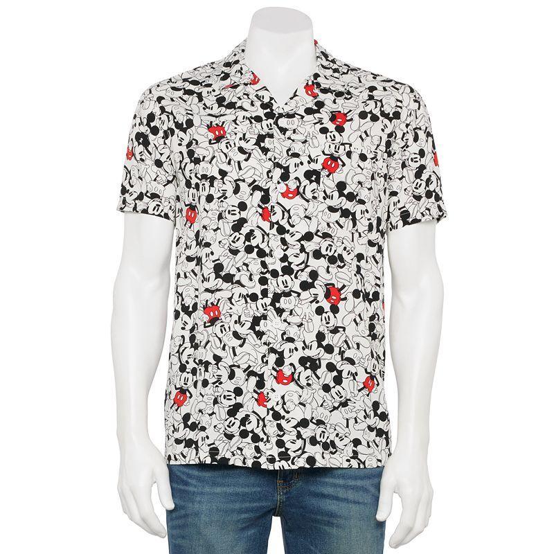 Disneys Mickey Mouse Mens Button-Down Camp Shirt Product Image