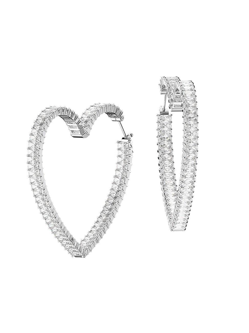 Swarovski Matrix Crystal Heart Hoop Earrings Product Image