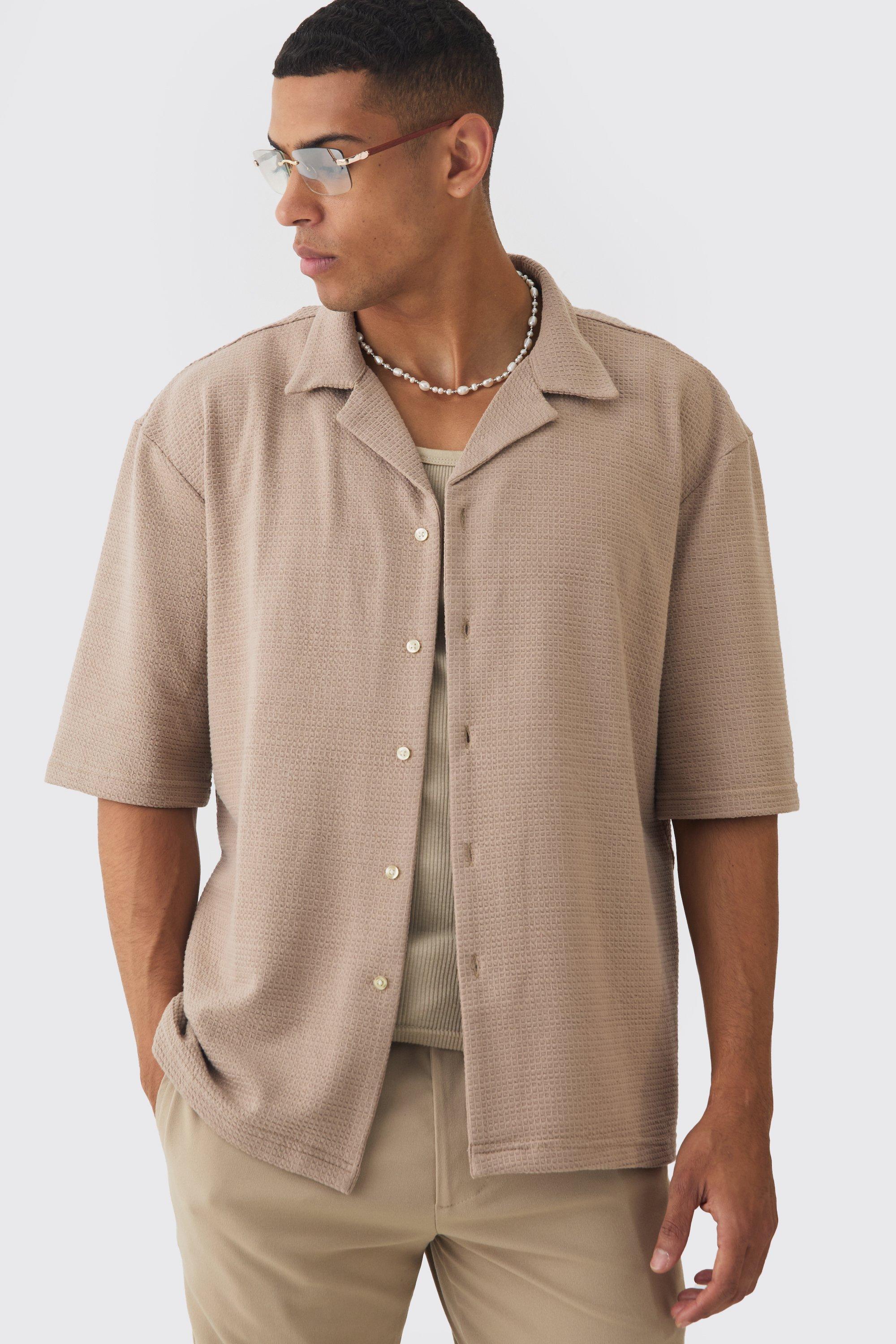 Oversized Waffle Jersey Shirt | boohooMAN USA Product Image