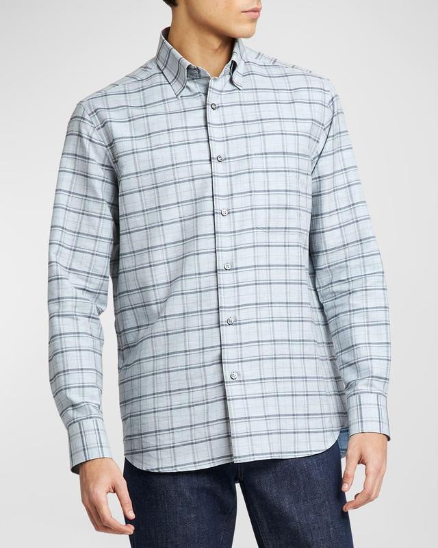 Mens Cotton Plaid Sport Shirt Product Image