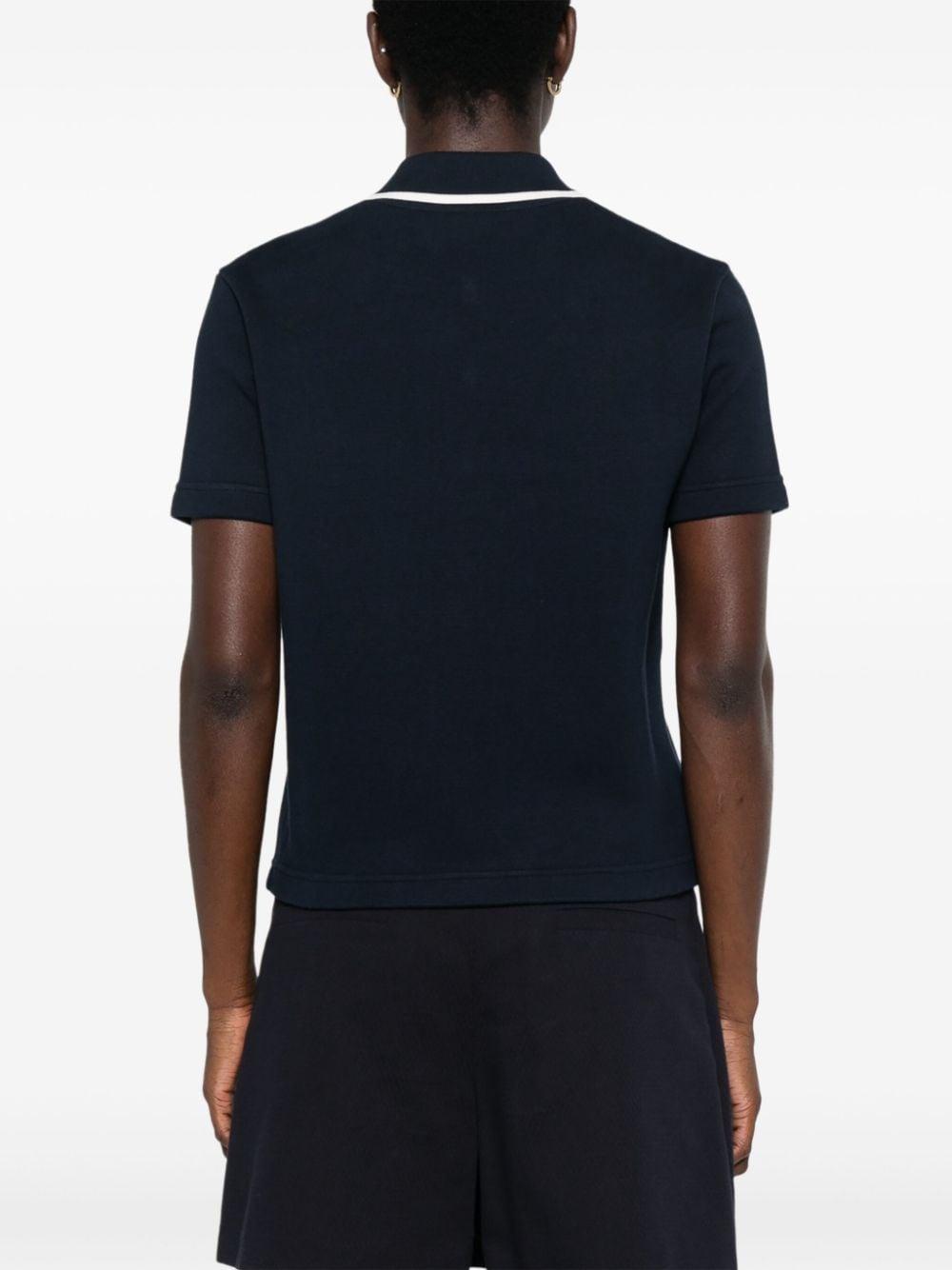 Contrasting-trim Knitted Polo Top In Navy Blue Product Image