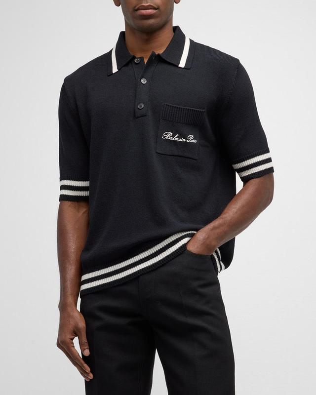 Balmain Signature Logo Cotton Blend Polo Product Image