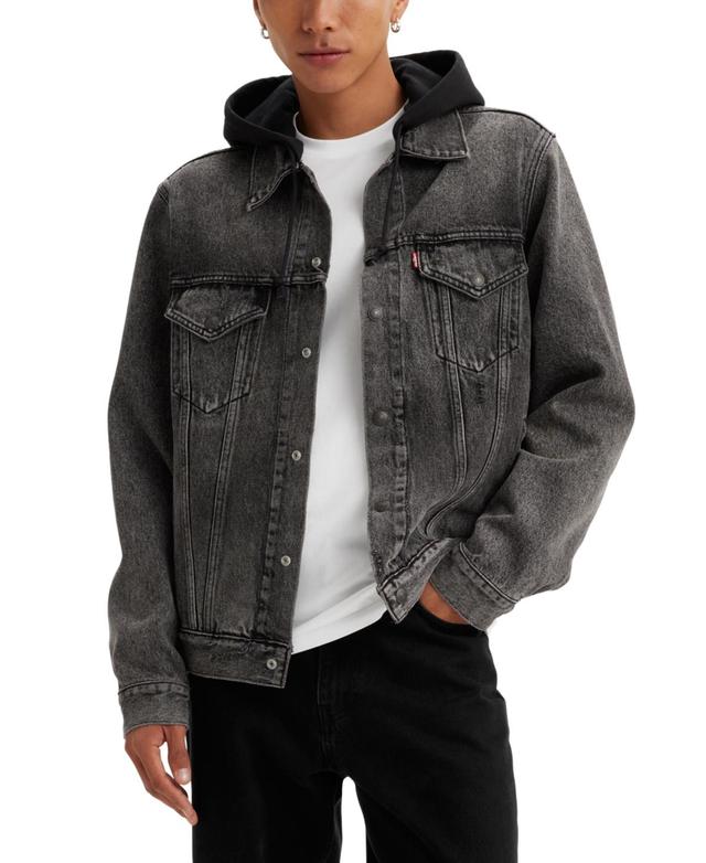 Men's Relaxed-Fit Hooded Trucker Jacket Product Image