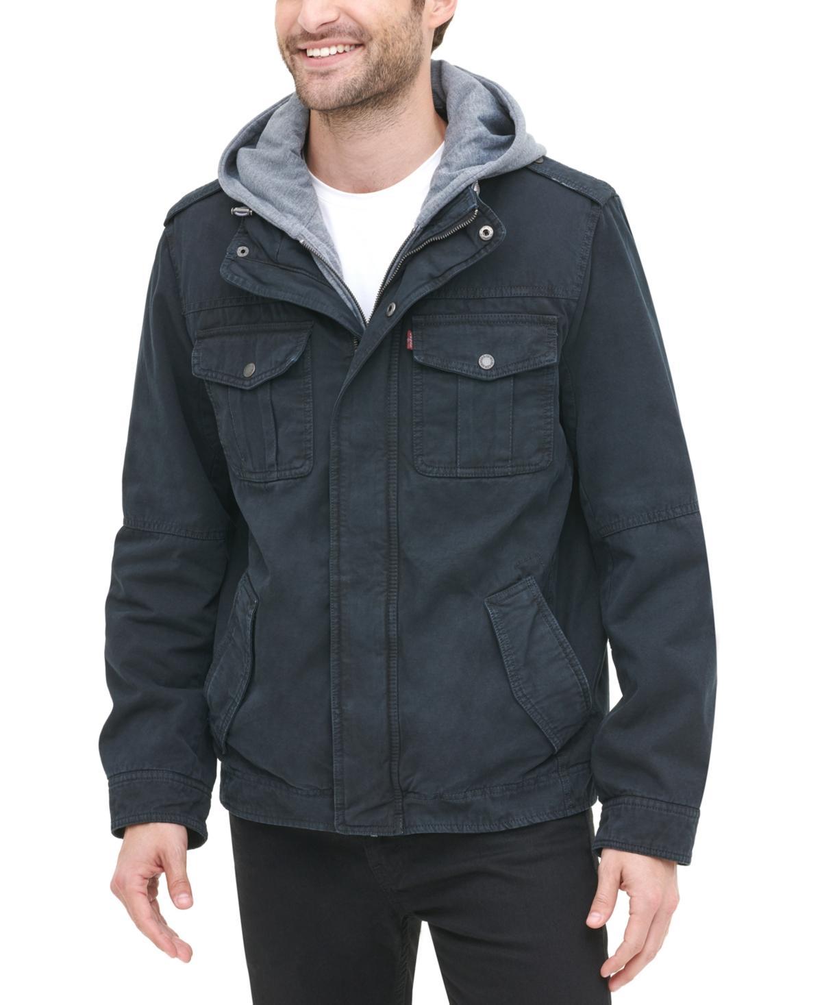 Men’s Sherpa Lined Two Pocket Hooded Trucker Jacket Product Image