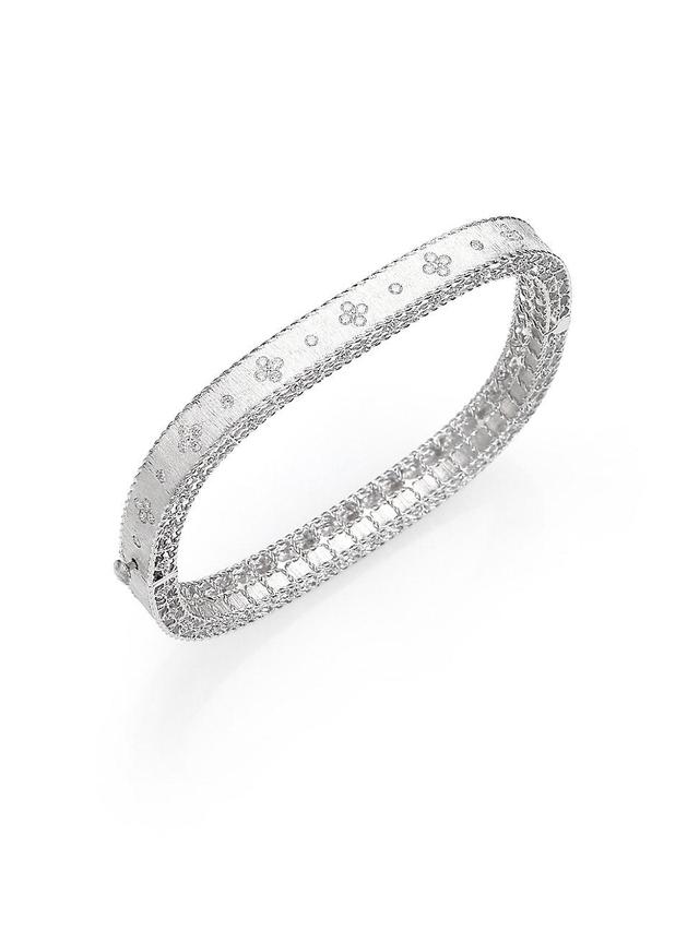 Womens Princess 18K White Gold & 0.48 TCW Diamond Square Bangle Product Image