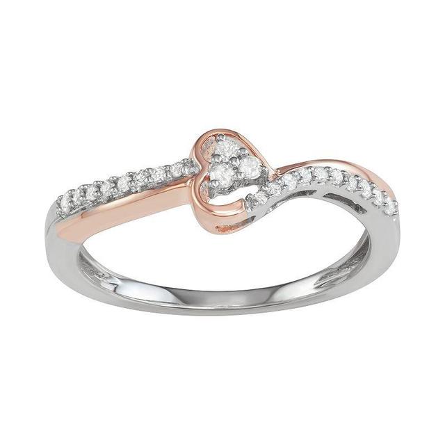 Two Tone Sterling Silver 1/6 Carat T.W. Diamond Ring, Womens, Pink Tone Product Image