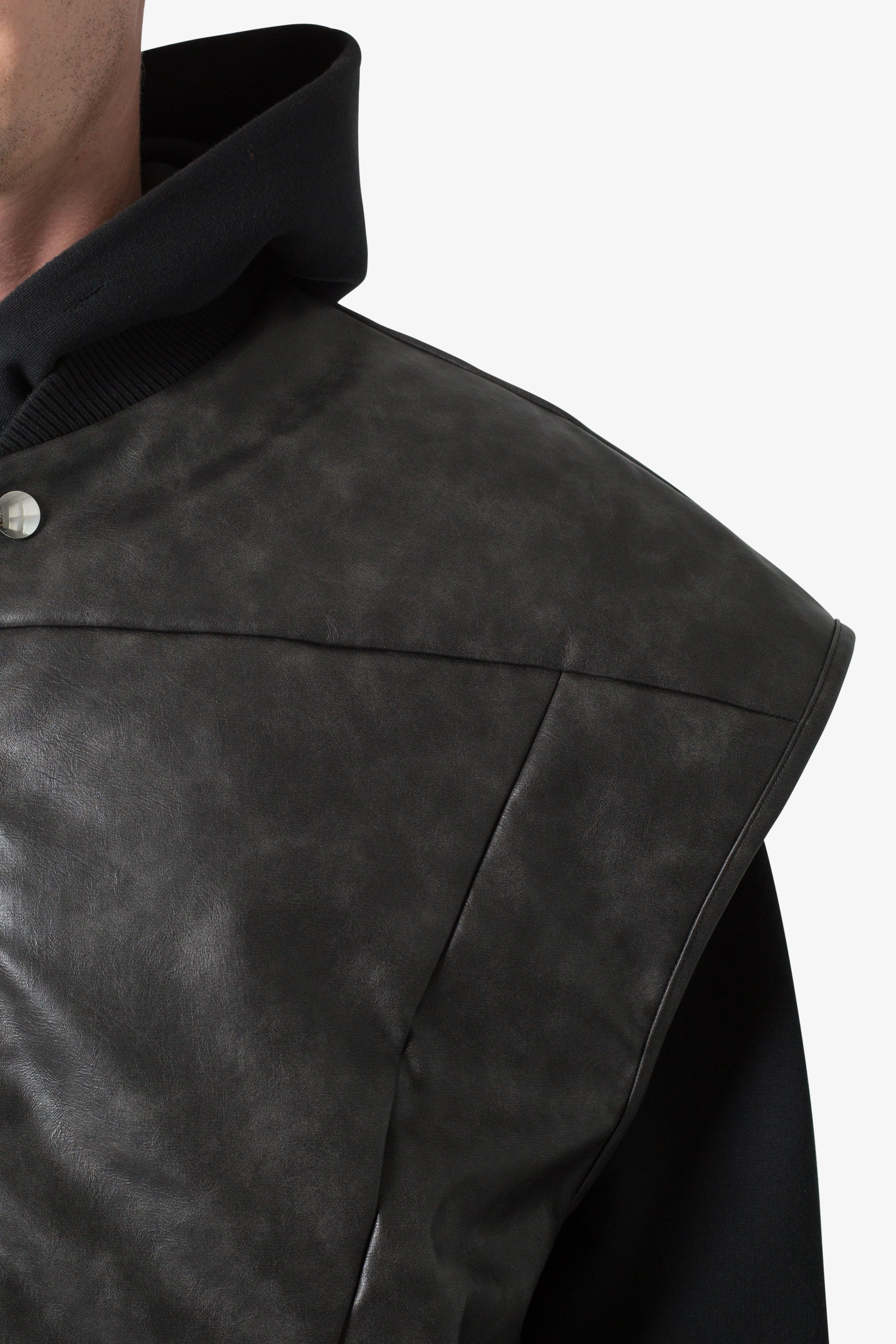 Leather Bomber Vest - Black Product Image