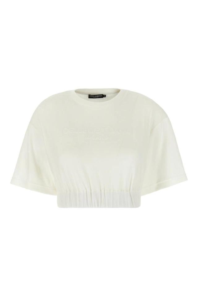 DOLCE & GABBANA Ivory Chenille T-shirt In White Product Image