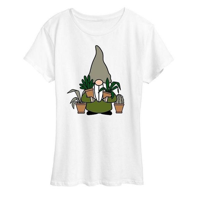 Womens Gnome With Plants Graphic Tee Med Grey Product Image