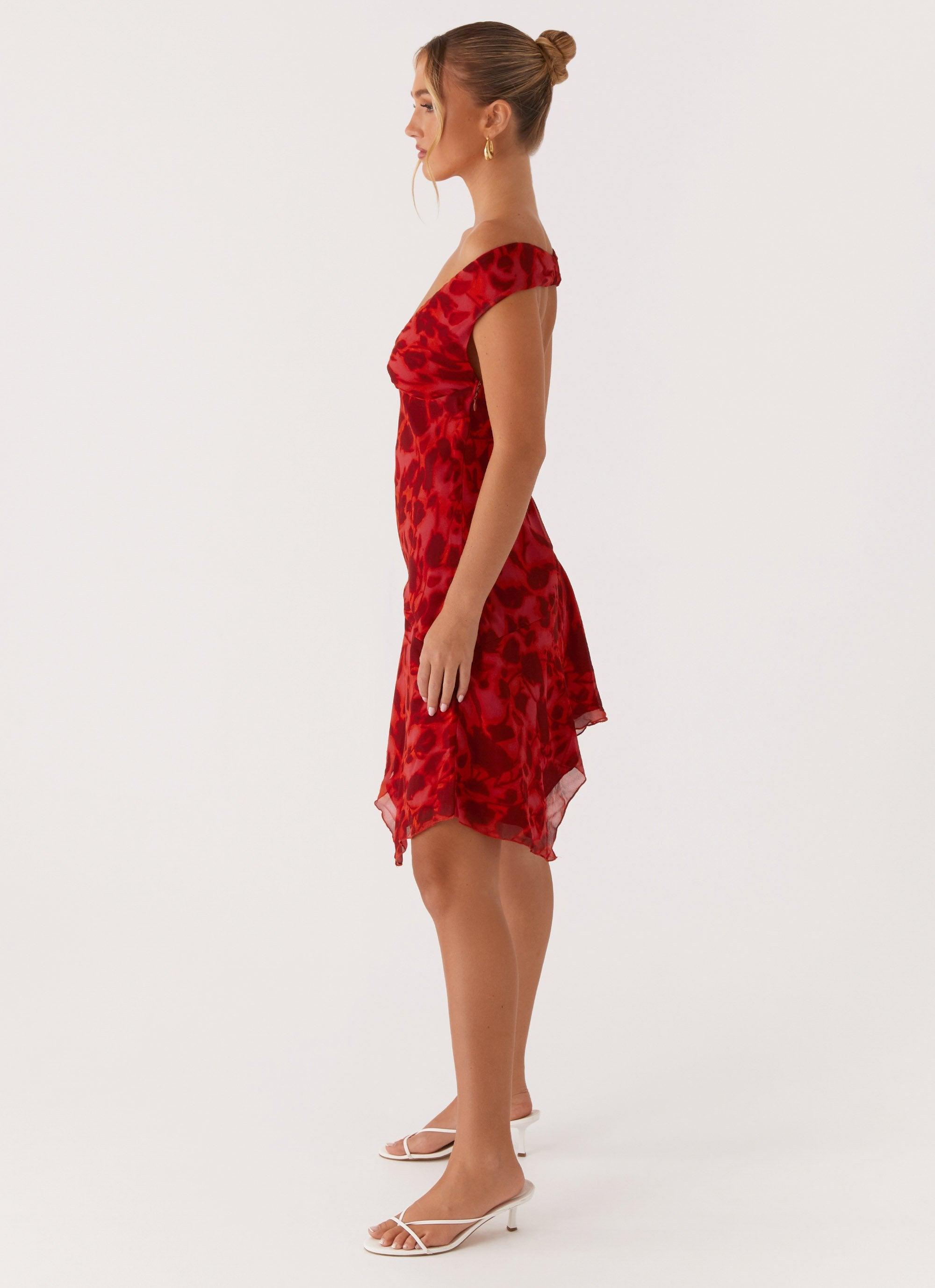 Alma Mini Dress - Deep Red Floral Product Image