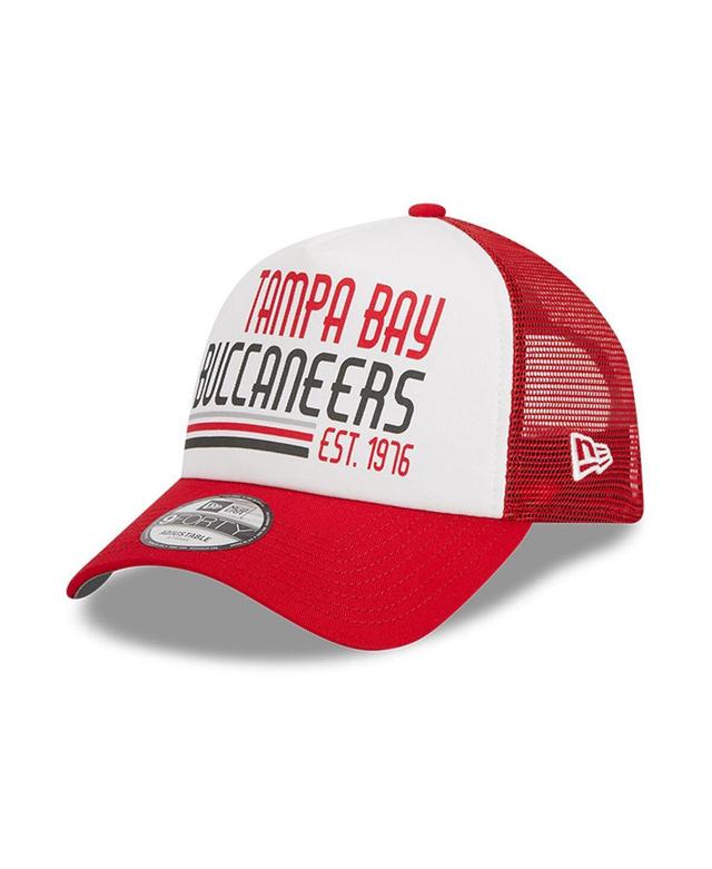 Mens New Era /Red Tampa Bay Buccaneers Stacked A-Frame Trucker 9FORTY Adjustable Hat Product Image