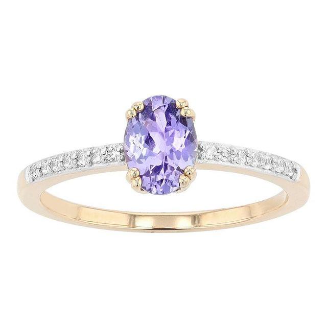 10k Gold Over Silver Tanzanite & White Zircon Ring, Womens Gold Tone Product Image