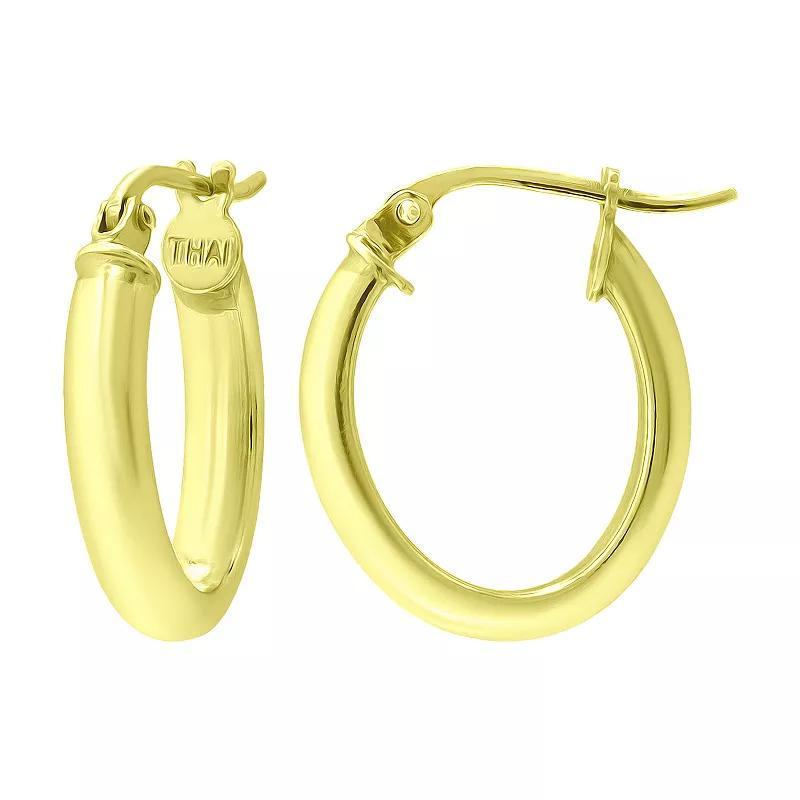 Aleure Precioso Sterling Silver Tube Hoop Earrings, Womens Gold Product Image