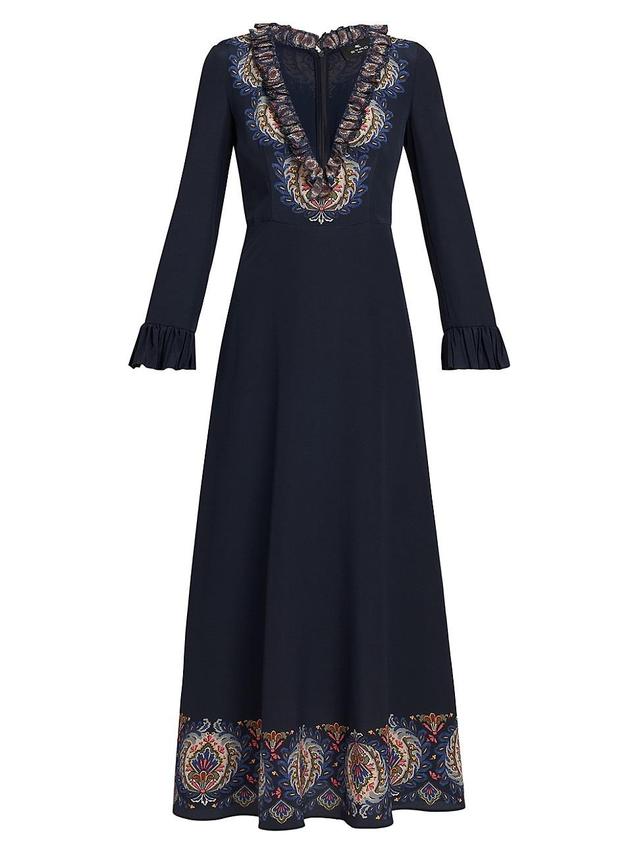 Womens Silk Paisley Maxi Dress Product Image