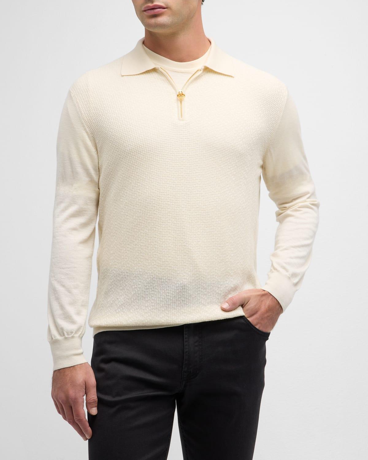 Mens Cashmere-Silk Quarter-Zip Polo Sweater Product Image