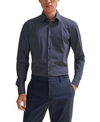 Men's Printed Performance-Stretch Slim-Fit Dress Shirt Product Image