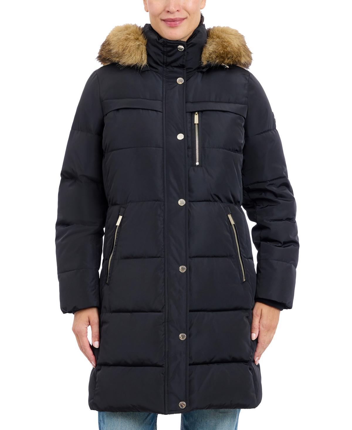 Michael Michael Kors Womens Faux-Fur-Trim Hooded Puffer Coat, Created for Macys Product Image