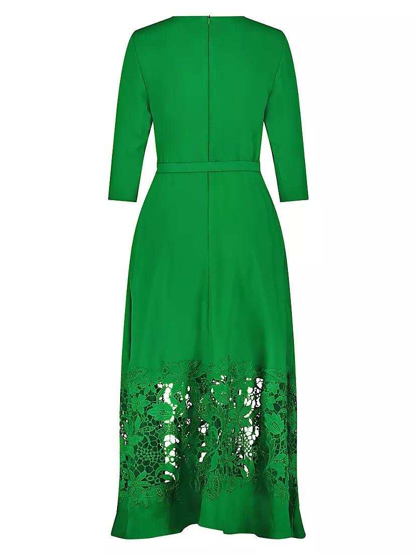 Crepe Lace Belted Midi-Dress Product Image