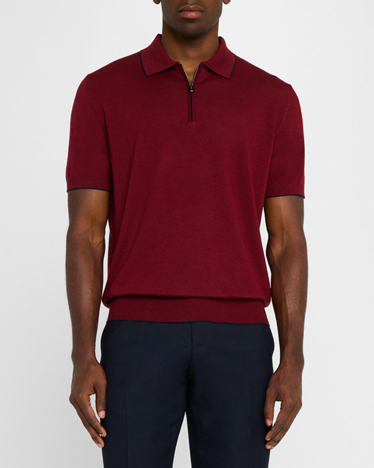 Mens Tipped Short-Sleeve Polo Sweater Product Image