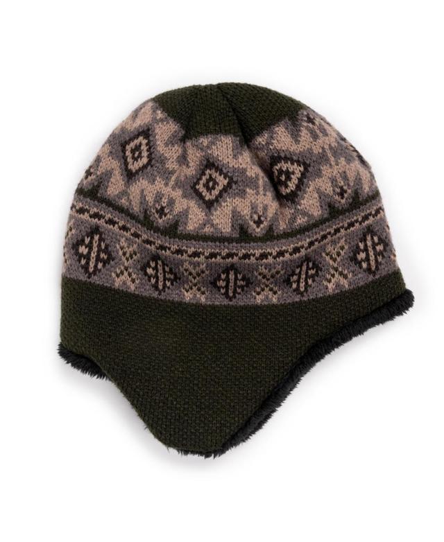 Mens MUK LUKS Earflap Beanie, Dark Green Product Image