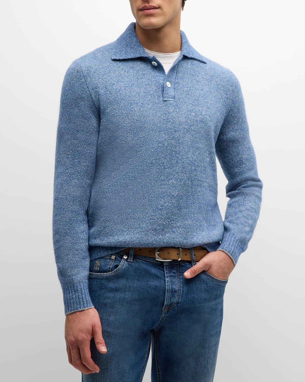 Men's Heathered Knit Polo Sweater Product Image