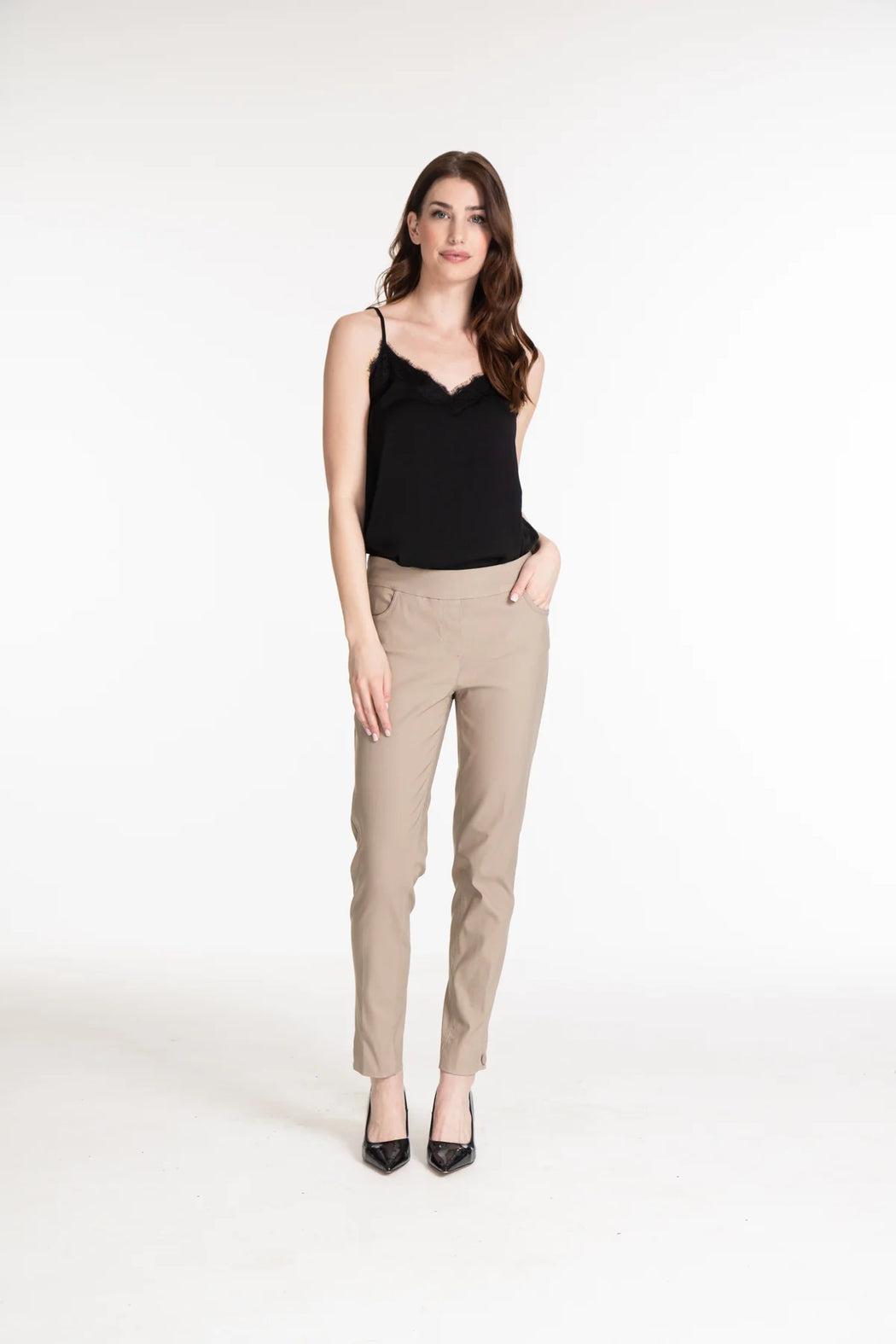 PULL-ON REAL 4-POCKET ANKLE PANT WITH BUTTON HEM VENTS - WHITE ONLY Female Product Image