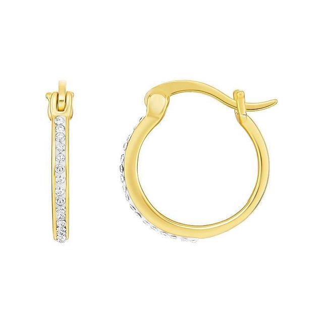 PRIMROSE 18k Gold Over Silver Pave Clear Crystal Hoop Earrings, Womens Yellow Gold Tone Clear Product Image