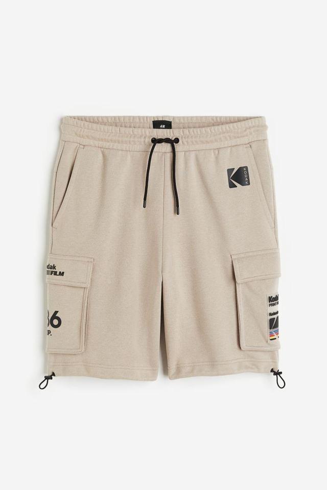 H & M - Relaxed Fit Printed Cargo Sweatshorts - Brown Product Image