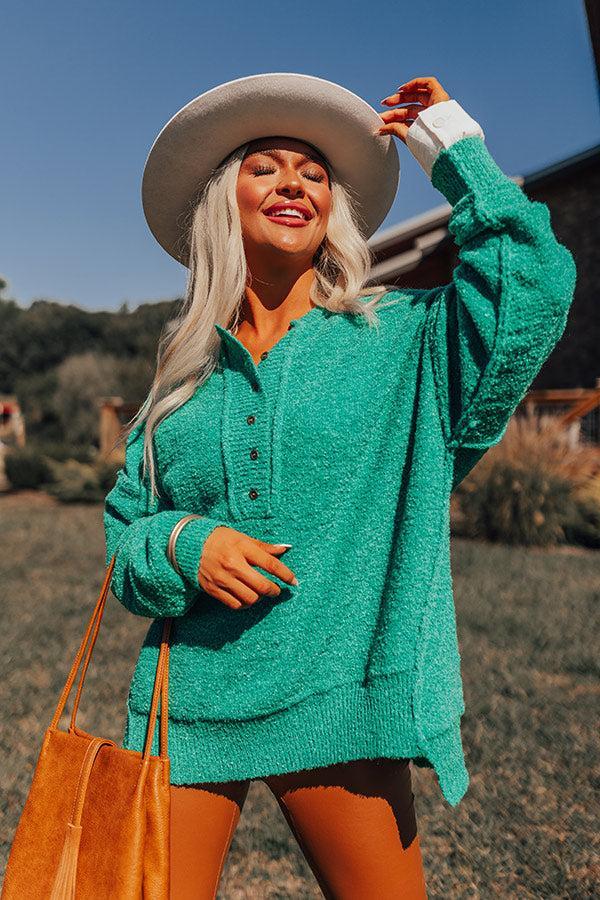 Rushing Winds Oversized Knit Sweater In Green Product Image