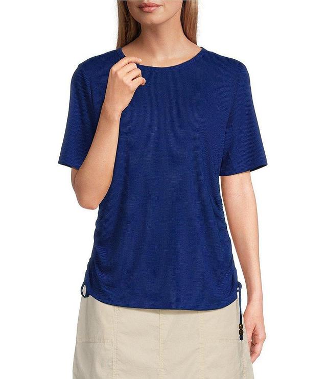 Westbound Short Sleeve Crew Neck Ruched Tee Shirt Product Image