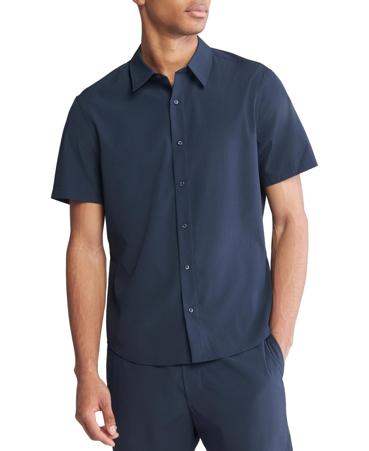 Calvin Klein Mens Short Sleeve Seersucker Button-Front Shirt Product Image